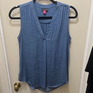 Vince Camuto petite medium ocean Blue Sleeveless v neck Blouse